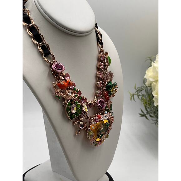 Betsey Johnson Vintage Walk In The Park Koi Pond Heart Cloud Frog Lily Necklace - Picture 11 of 12